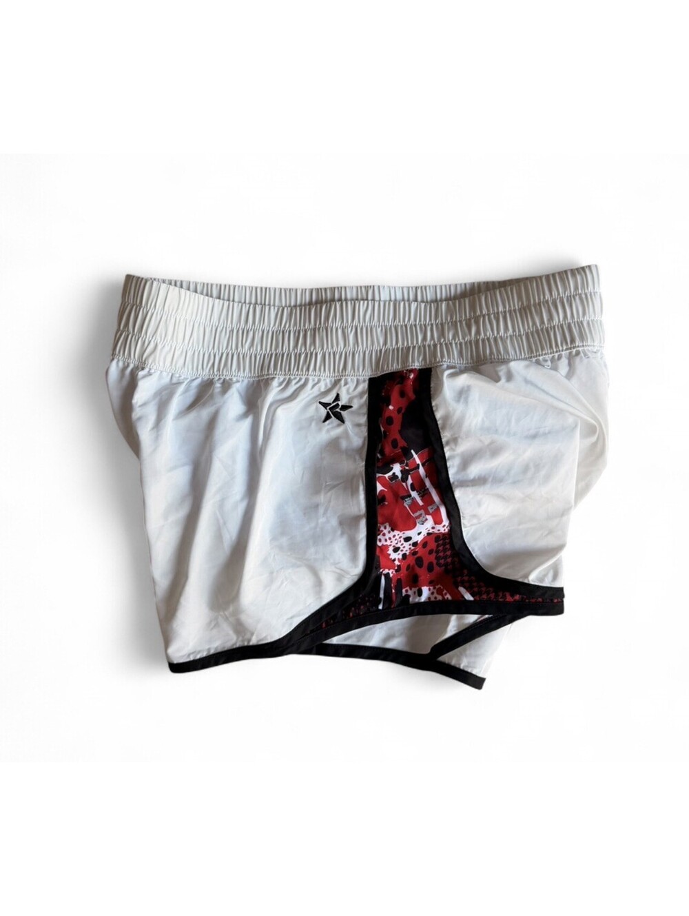 Rebel Athletic Women’s AS Performance Shorts White Red Black Dolphin Hem Cheer